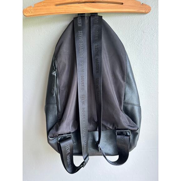 Steve Madden Womens Faux Leather Backpack Logo Strap Adjustable‎ Black One Size - Picture 4 of 6